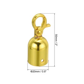 PATIKIL 0.8"x2" Stanchion Rope End Stopper, 5 Pack Cord End Caps Barrier Rope End Cap Snap Hooks for Crowd Control Queue Divider, Golden