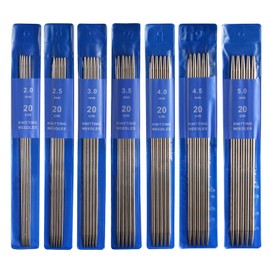 Stainless Steel Knitting Needles Set (35 Pieces), Stainless Steel Knitting Needles for Double Tips, Straight Knitting Needle Set, for Socks, Scarves, Hats, Pets, Sock Needles, Robust and Durable