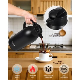 Thermal Coffee Carafe 102 oz / 3L - Up to 12 Hours Hot, Insulated Stainless Steel Carafe for Hot Liquids, Insulated Coffee Carafes For Keeping Hot for Parties -Large Tea Carafe Flask(black)
