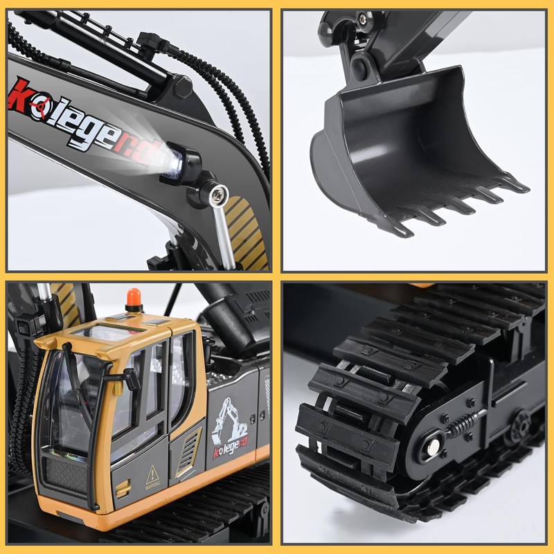 kolegend Remote Control Excavator Toy 16 Inch, 9 Channel RC