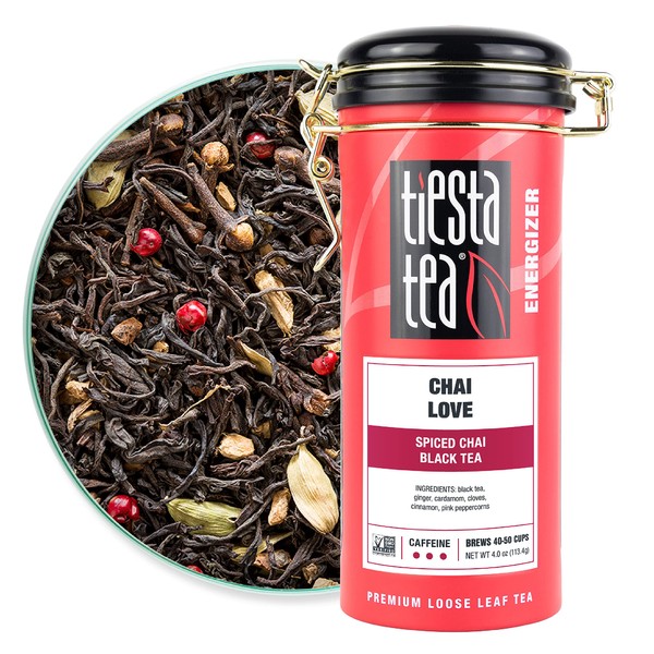 Tiesta Tea - Chai Love | Spiced Chai Black Tea | Loose Leaf Tea | Up to 50 Cups | Make Hot or Iced | Caffeinated | 4 Ounce Refillable Tin