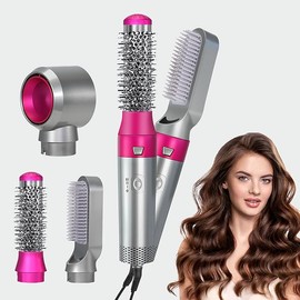 Blow Dryer Brush Set, Air Sculpt 3-in-1 Hot Air Brush Blow Dryer - Salon Blowout Styler for Smooth Curls, Volumizing & Straightening with 3 Interchangeable Heads, Sleek & Frizz-Free Hair