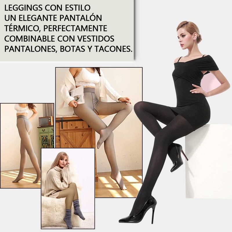 BKYDF 2 Piezas Media Termicas Afelpadas Mujer,Pantimedias con Forro de