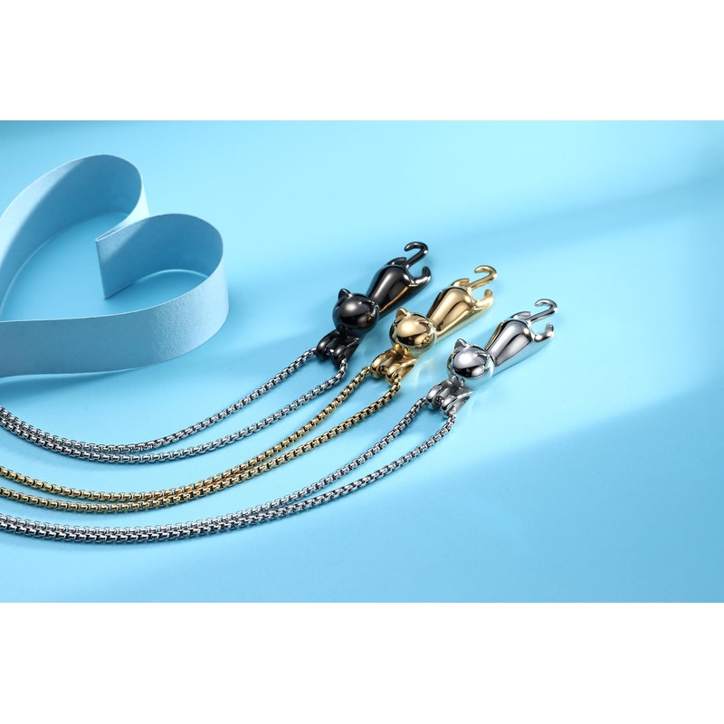 NanMuc Cute Black Cat Pendant Necklace for Women Pet Cat