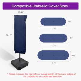 PURPLE LEAF Patio Umbrella Cover Water-Resistant Umbrellas Cover Navy Blue