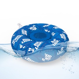 Bud Light Bluetooth Pool Floatie Speaker - Portable Bluetooth Speaker - Water Resistant - Air Pump Included - Drink Holder