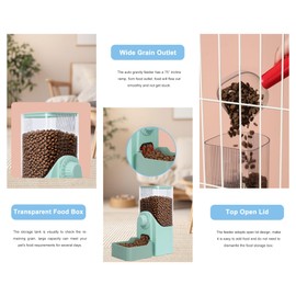 Hanging Automatic Pet Food Dispenser, 54oz Large Capacity Pet Feeder, Auto Gravity Cage Hanging Food Bowl for Small Dog Cat Rabbit Ferret Guinea Pig Hedgehog Chinchillas (Green)