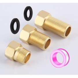 Ousun NPT1/2" Male Female Adapter, threaded tub spout of 1/2 Inch Brass Hex Pipe Extension, 1/2'' Male to 1/2'' Female Adapter of 30/40/50MM, Brass Pipe Fitting with Teflon Tape, Pack of 3