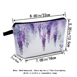 MoCaliduccious Purple Wisteria Print Cosmetic Bag Botanical Bloom Gift for Birthdays & Holidays Zippered Garden-Inspired Organizer Ethereal Toiletry Bag for Nature Lovers