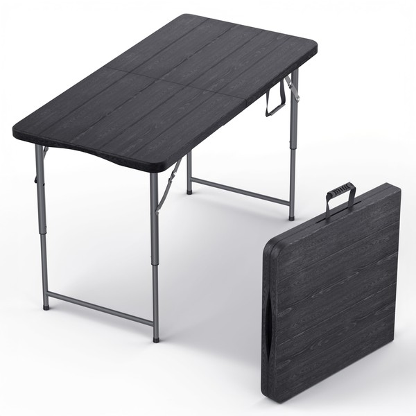 4 Feet Foldable Table Adjustable Height with Built in Handle,