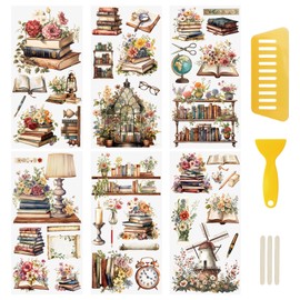 WANDIC 6 Sheets Rub On Transfer Sticker, Book Flower Theme Flower Sticker Waterproof Furniture Stickers Decal for DIY Scrapbooking Photo Albums Furniture, 15 * 30cm