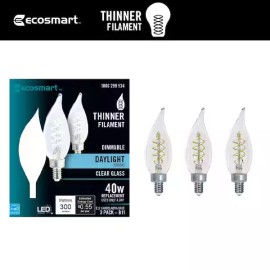 Eco-Smart Ecosmart 40-Watt Equivalent Dimmable E12 Candelabra 3 Pack B11 Daylight Clear