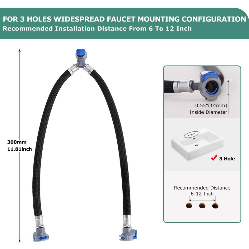 Replacement Quick Connect Hose Hot & Cold Water Mixer Line