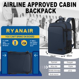 Yankony for Ryanair Cabin Bags 40x20x25 Underseat Cabin Bag, Small Travel Backpack Cabin Size Carry on Hand Luggage Bag for Airplanes, Multiple Pockets Comfort Rucksack 20L for Men and Women