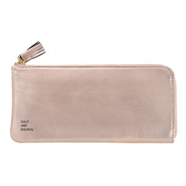 JULLY AND SHUSHU EM-FL Long Wallet with L-Shaped Zipper, Women's, Genuine Leather, Present, Gift, Long Wallet, Long Wallet,, Pink gold