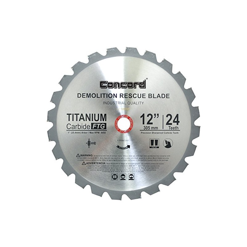 Concord Blades RCB1200T024HP 12" 24 Teeth TCT Demolition Rescue Carbide