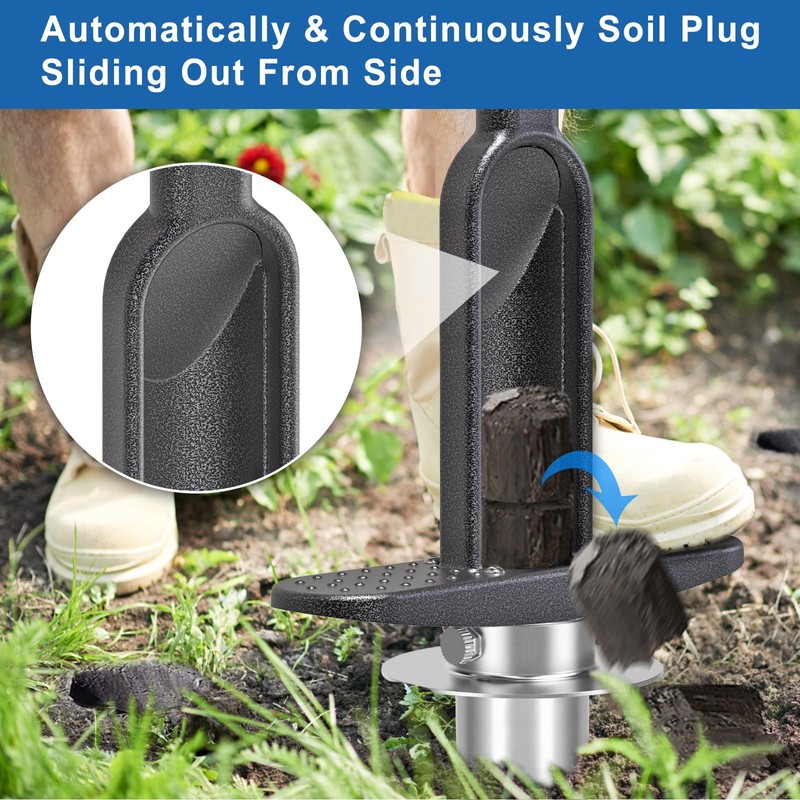 Grass Plugger Tool with Adjustable Digging Depth from 3 to