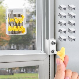 10 Sets Sliding Window Locks with Key, Window Locks for Up and Down Windows,Easy to Install Vertical & Horizontal Window Security Locks,Adjustable Aluminum Window Stopper Lock(Silver)