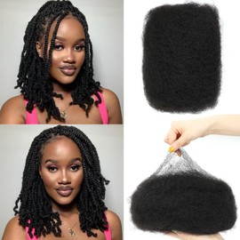 Human Hair Afro Kinky Bulk Hair for Dreadlocks Extensions Repair Locs, Twist Braiding Afro Kinkys Human Hair for Locs 1 Pack 50 Gram Natural Black Color 14 Inch