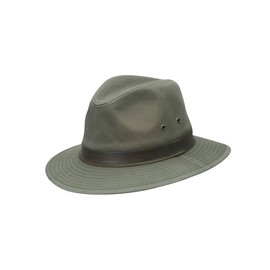 Dorfman Pacific Men's One-Piece Canvas Faux Leather-Trim Safari Hat,Olive,Medium