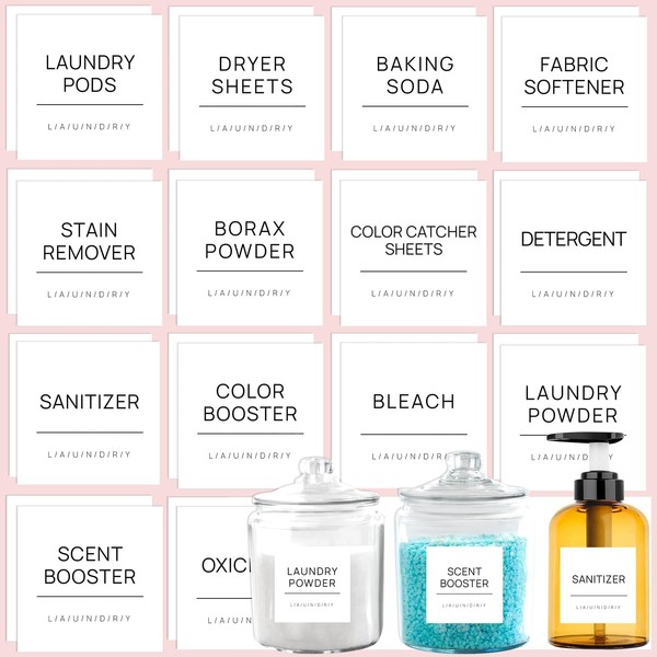 HVSWLY 32PCS White Laundry Labels for Jars，Laundry Stickers for Containers,