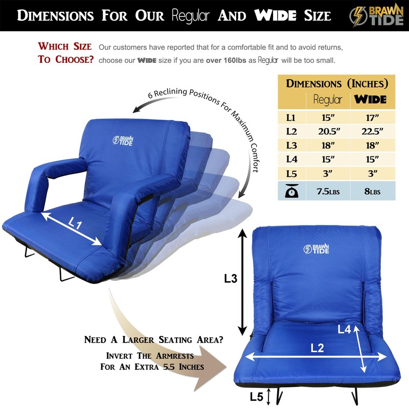 BRAWNTIDE Stadium Seat with Back Support - Thick Comfy Cushion,