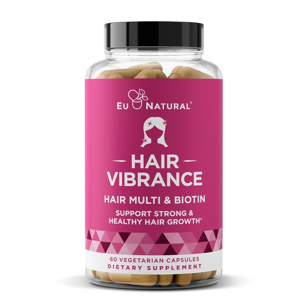 Vibrance Hair Growth Vitamins for Women – Grow Hair Faster, Healthier, and Stronger with Potent MultiBlend of Biotin & OptiMSM – Supports Thicker, Shinier Hair & Regrowth – 60 Vegetarian Soft Capsules