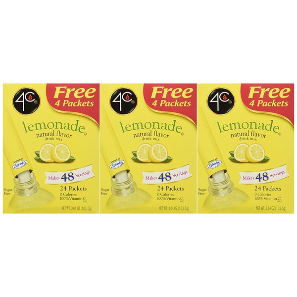 4C Totally Light 2 Go Lemonade, Sugar Free, 20-Count Boxes (Pack of 3)