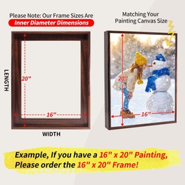 Canvas Floating Frame Wood-Look Canvas Floater Frames for Removable Stretched Canvas Wall Art Painting Picture Frames Decor 1 1/4 inches Deeps for Home Wall Decor