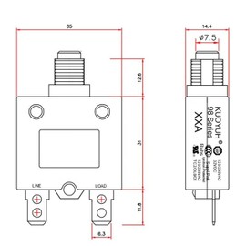 Genuine KUOYUH Circuit Breaker Thermal Overload 98 Series 15A Quick Connect Terminals 32VDC 125/250VAC 50/60Hz Push-to-Reset 2-Pack (15A)