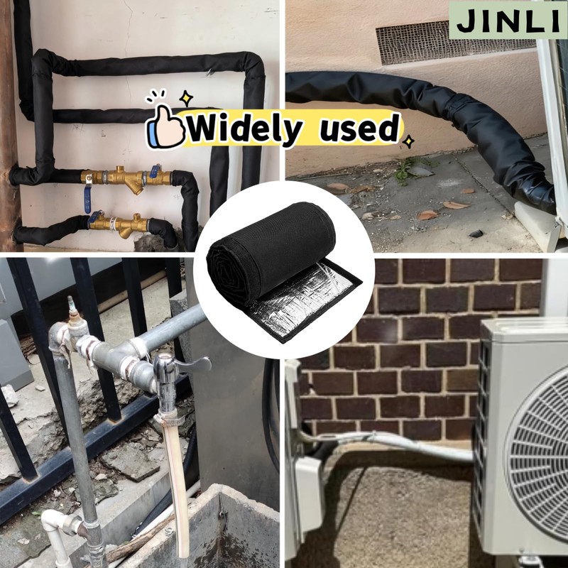 JINLI 3-Layer 600D Oxford HVAC Pipe Insulation Cover, 72x10.2 Inch