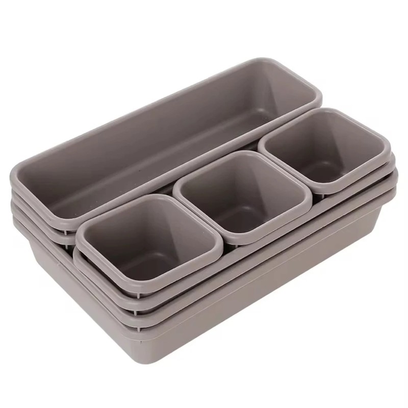 8-Piece Adjustable Drawer Organizer Set, Plastic Storage Trays for Makeup,