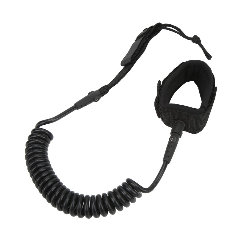 Surfboard Leash High Elasticity TPU Black Adjustable Coiled Surfing Leg