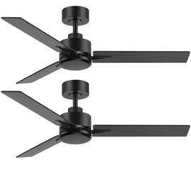 Breezary 2 Pack 48 Inch Ceiling Fans without Light Remote Control, 6-Speed, Quiet Reversible DC Motor, 3-Blade, Industrial Indoor/Outdoor Ceiling Fan No Light for Living Room Patio, Black