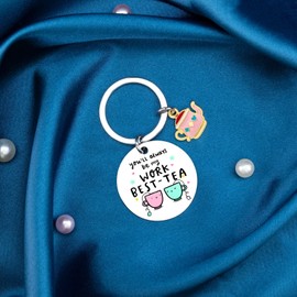 ICHRATI Work Bestie Gift for Women Coworker Leaving Go Away Retirement Gifts for Boss Lady Funny Christmas Birthday Gift for Female Friend Office Friendship Gift Best Friends Besties Key Chains