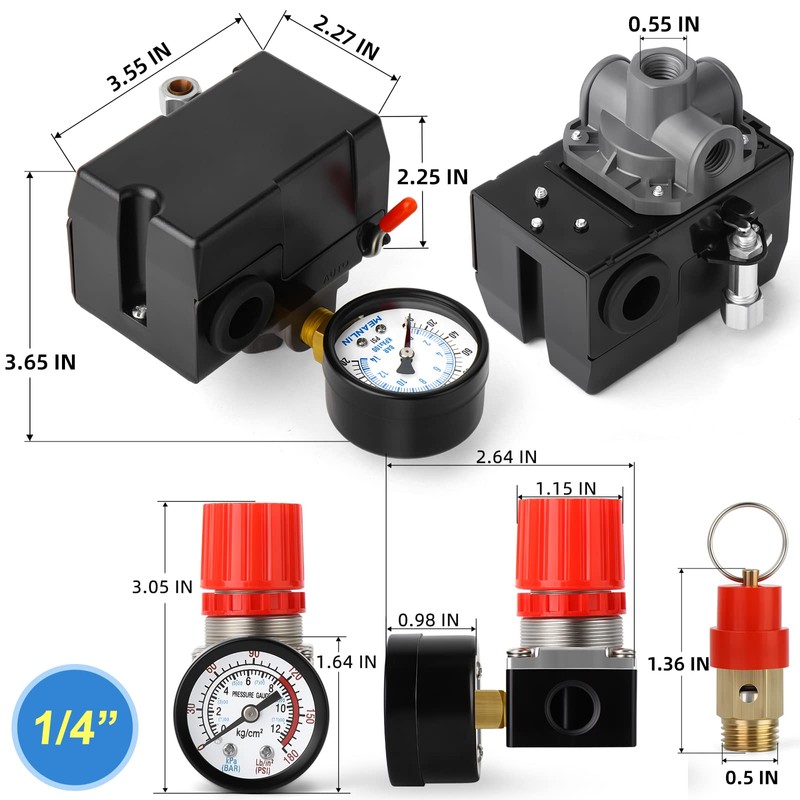 MEANLIN MEASURE Air Compressor Pressure Switch Control Valve 95-125 PSI