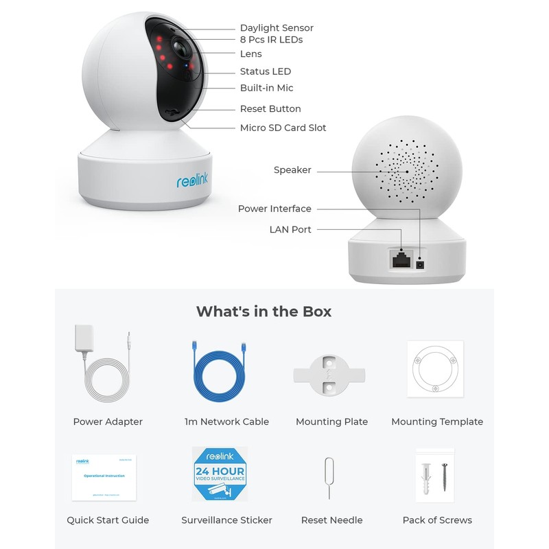 Reolink 4MP Indoor Security Camera, 2.4G/5GHz Dual-Band WiFi, Pan Tilt