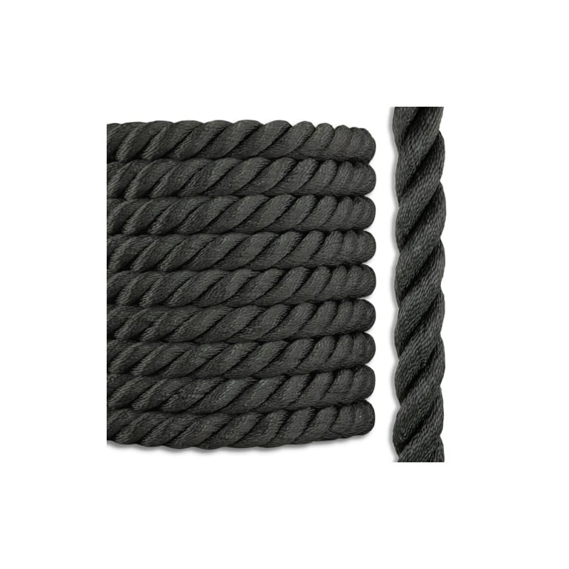 Black Polyester Rope | 3 Strand Twisted | 100% Polyester