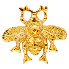 ETHNICITI Golden Bumble Bee Handcrafted Vintage Knob Cupboards Drawer Cabinets Wardrobe Dresser Vanity Kitchen Bedroom Living Room Upcycle Furniture Shabby Chic Animal Metal Gold Bee Pull Handle