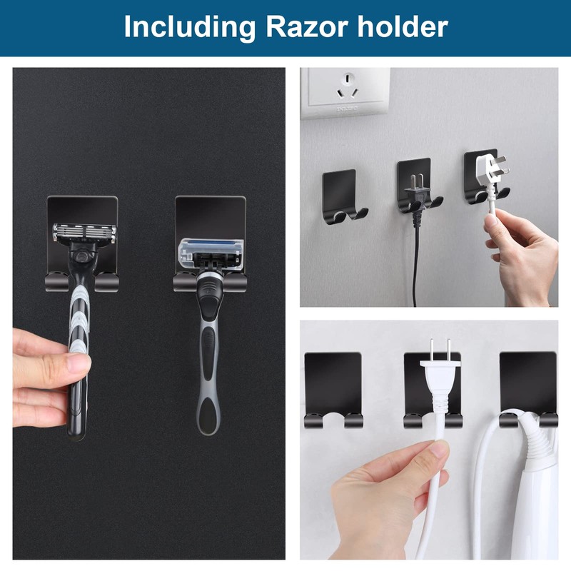 Diesisa Razor Holder for Shower + Adhesive Wall Hooks, Premium