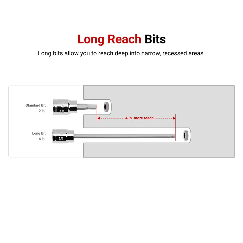 TEKTON 3/8 Inch Drive Long Ball End Hex Bit Socket