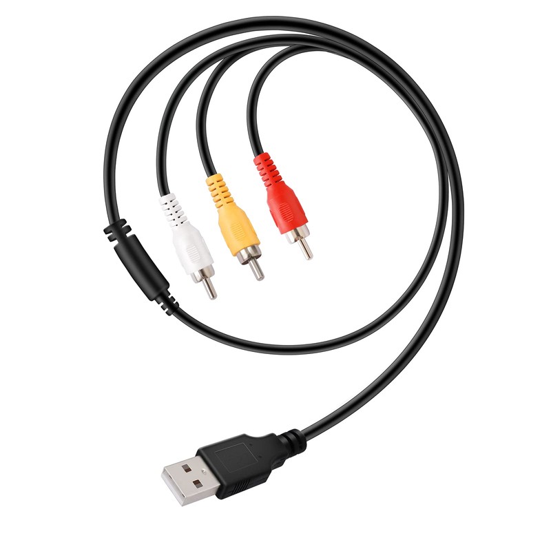BERANMEY USB to 3RCA Cable, 1.5m/5ft USB Male to 3