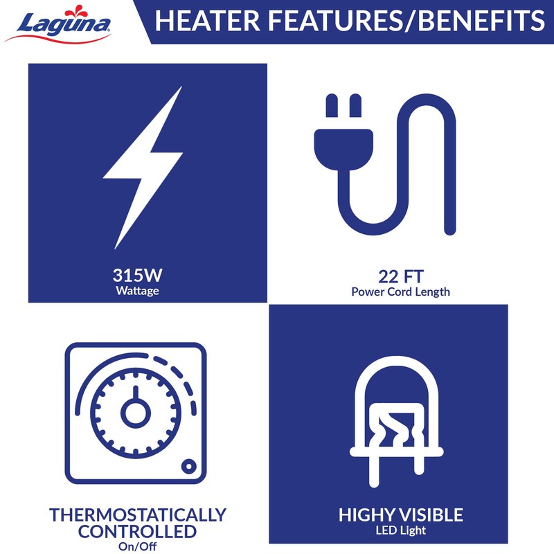 Laguna PowerHeat 315-Watt Floating Pond Heater for Outdoor Ponds with