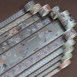 Songdao 10 Rolls Lace Patterns PET Tapes Floral Arts Decorative Tape Set Adhesive Transparent Masking Tapes for DIY Craft, Kids, Scrapbook, DIY, Gift Wrapping, Journal (Style One)