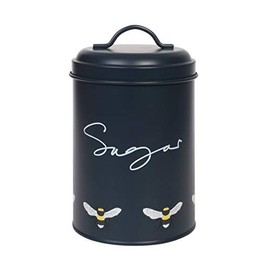 Sophie Allport - Bees Sugar Canister, Storage Tin, Galvanised Steel, 15cm High, Navy Blue, Kitchen Accessories