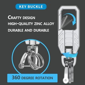 Metal Keychain Car Key Chain Holder Clip with 4 Detachable Key Rings (Style1, One size)