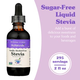 NuNaturals Liquid Stevia, Sugar-Free Sweetener, Plant-Based Sugar Substitute, Zero Calorie, Vanilla Flavor, Alcohol-Free, 2 oz