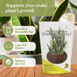 Professional Snake Plant Soil | Large 2.2 Quarts Ready to Use for Snake Plants | Peat Moss, Coco Coir, Perlite, Dolomite | Made in USA