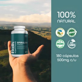 Suplemento Espirulina Orgnica 180 Cpsulas De 500 Mg 100 Natural Sin Gluten Apto Keto Bulk Superfoods                                                  