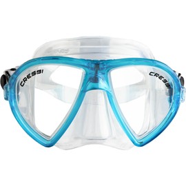 Cressi Ocean Mask - Unisex Diving Snorkeling Mask with Tempered Separated Glasses, Clear/Aquamarine